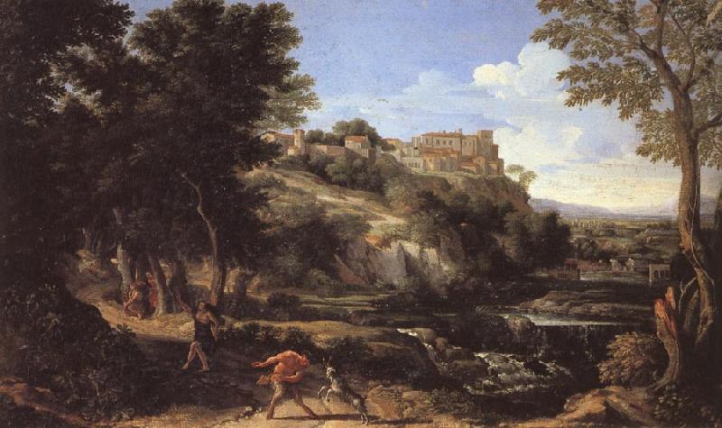 Gaspard Dughet Landscape with a Dancing Faun oil painting image